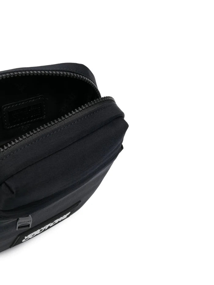 VERSACE Logo Patch Baroque Strap Bag Black - MAISONDEFASHION.COM