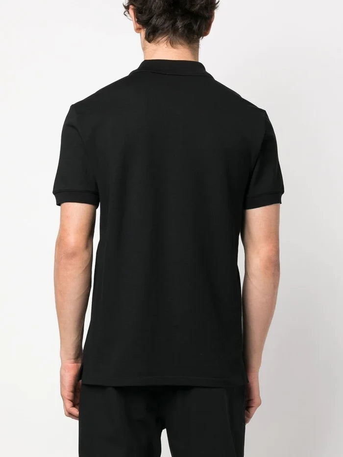 ALEXANDER MCQUEEN Logo Patch Embroidered Polo Shirt Black - MAISONDEFASHION.COM