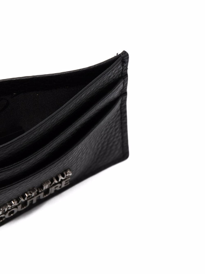 VERSACE JEANS COUTURE Logo Plaque Card Holder Black - MAISONDEFASHION.COM