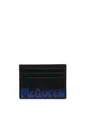 ALEXANDER MCQUEEN Logo-print Cardholder Black/Blue - MAISONDEFASHION.COM