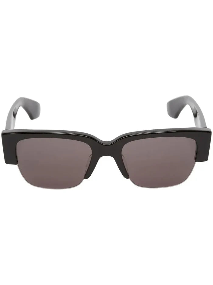 ALEXANDER MCQUEEN Logo-print Square-frame Sunglasses Black - MAISONDEFASHION.COM