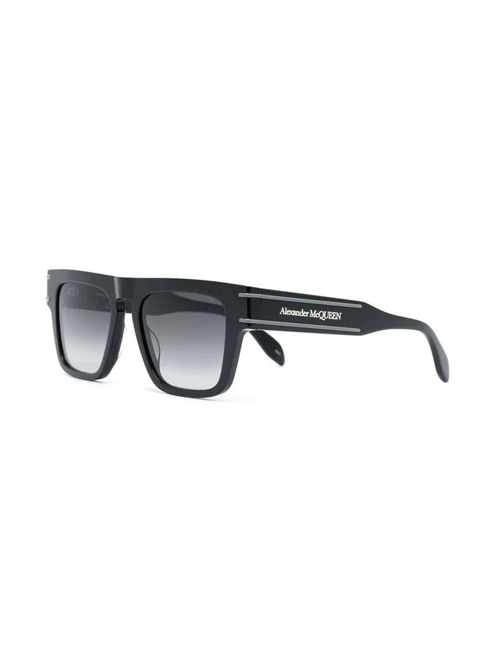 ALEXANDER MCQUEEN Logo-print Sunglasses Black/Grey - MAISONDEFASHION.COM