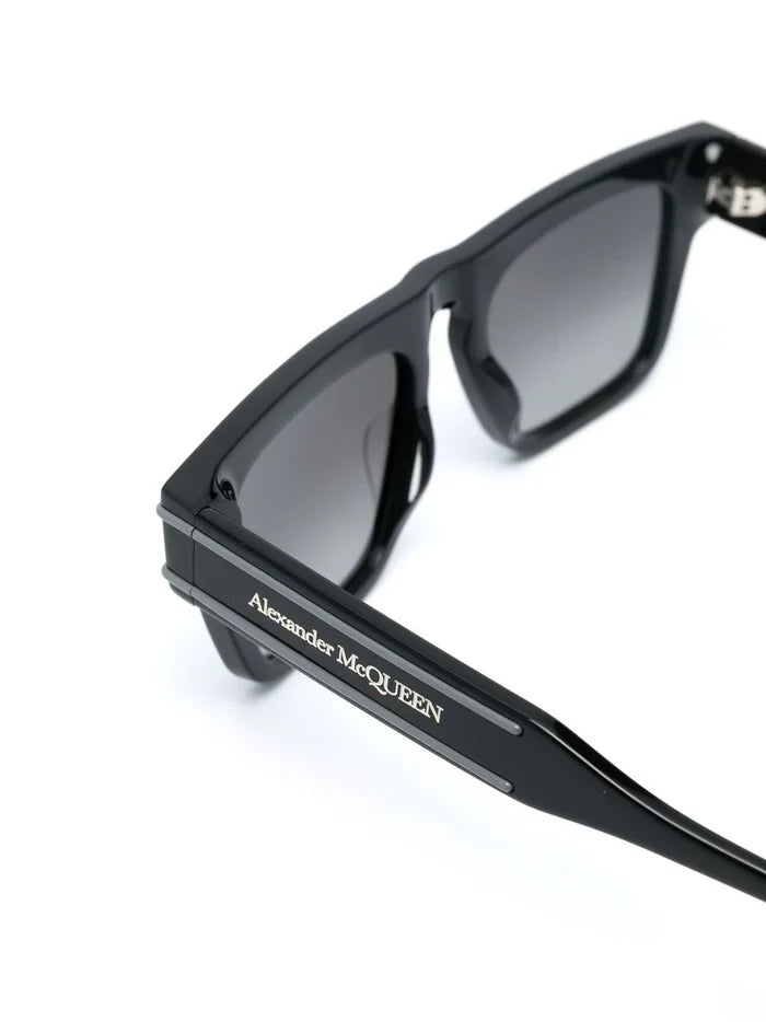 ALEXANDER MCQUEEN Logo-print Sunglasses Black/Grey - MAISONDEFASHION.COM
