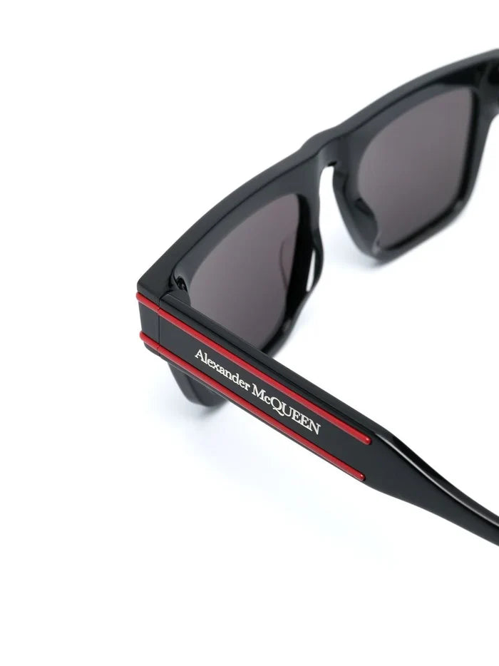 ALEXANDER MCQUEEN Logo-print Sunglasses Black/Smoke - MAISONDEFASHION.COM