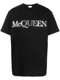 ALEXANDER MCQUEEN Logo-print T-shirt Black/Silver - MAISONDEFASHION.COM