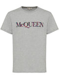 ALEXANDER MCQUEEN Logo Print T-Shirt Light Pale Grey Mix - MAISONDEFASHION.COM