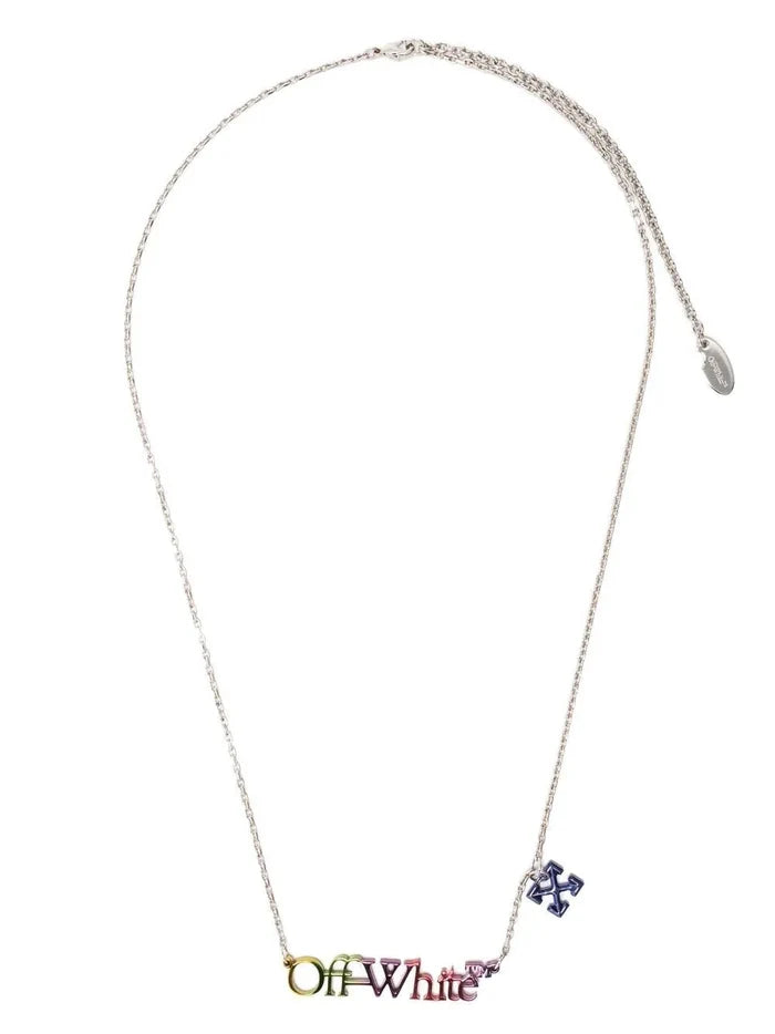 OFF-WHITE Logo Rainbow Necklace Silver - MAISONDEFASHION.COM