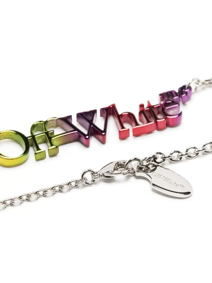OFF-WHITE Logo Rainbow Necklace Silver - MAISONDEFASHION.COM
