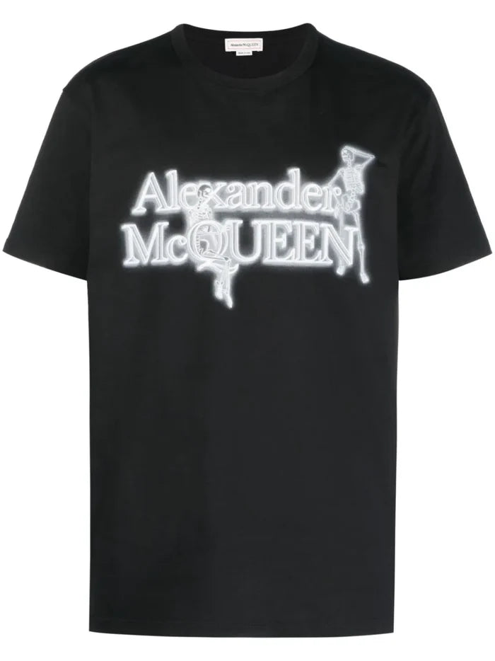 ALEXANDER MCQUEEN MEN Logo Skeleton Print T-Shirt Black - MAISONDEFASHION.COM