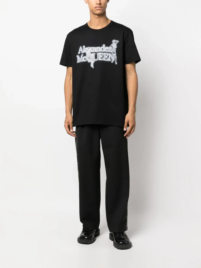 ALEXANDER MCQUEEN MEN Logo Skeleton Print T-Shirt Black - MAISONDEFASHION.COM