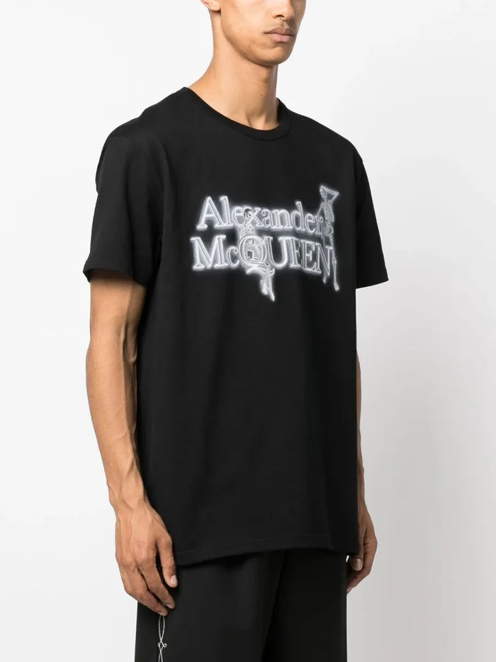 ALEXANDER MCQUEEN MEN Logo Skeleton Print T-Shirt Black - MAISONDEFASHION.COM