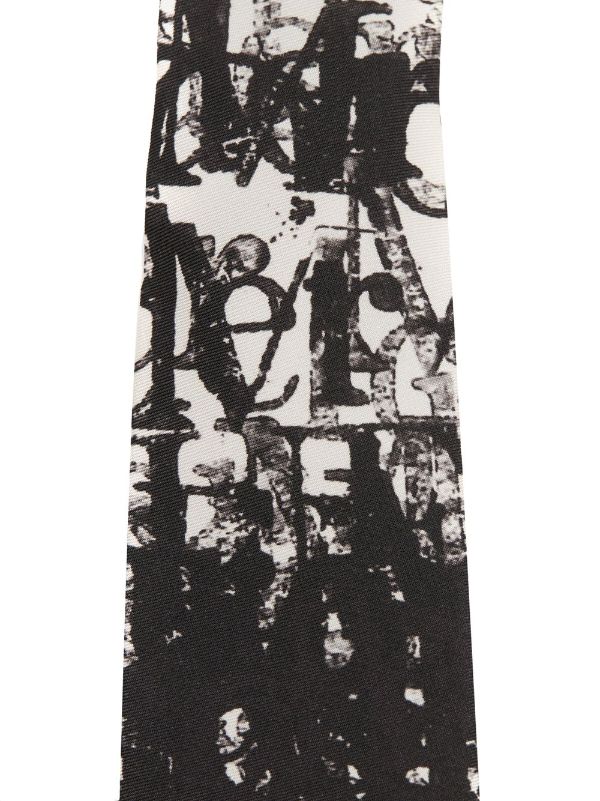 ALEXANDER MCQUEEN Logo Stamp Tie Ivory/black - MAISONDEFASHION.COM
