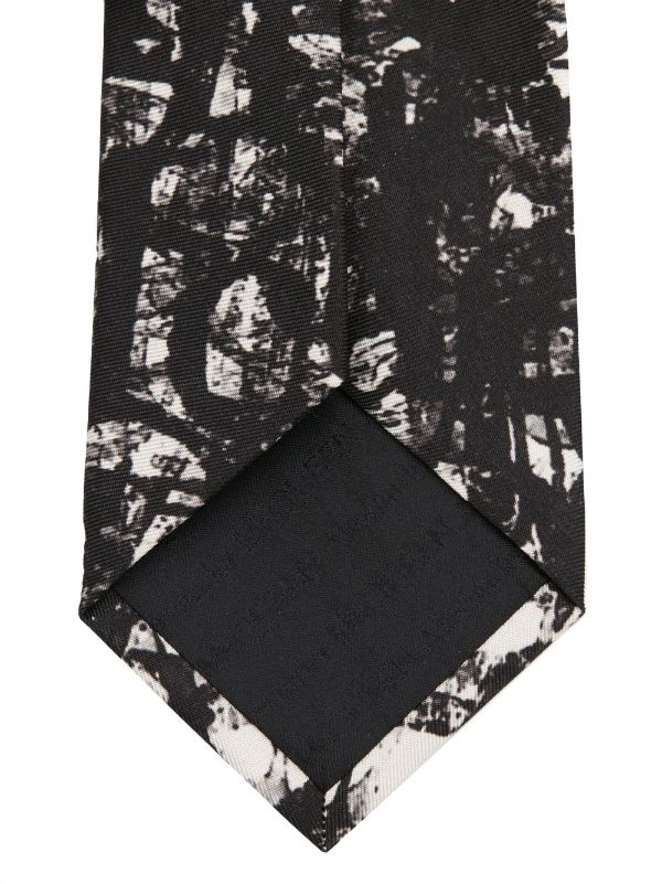 ALEXANDER MCQUEEN Logo Stamp Tie Ivory/black - MAISONDEFASHION.COM
