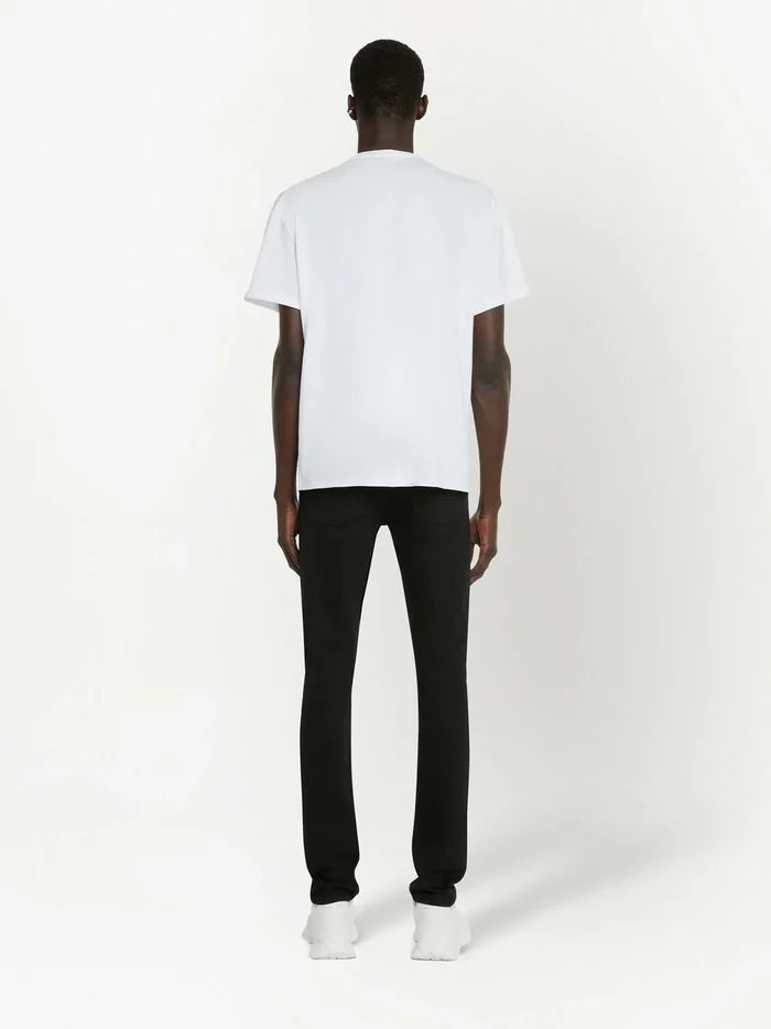 ALEXANDER MCQUEEN Logo T-Shirt White/Blue - MAISONDEFASHION.COM