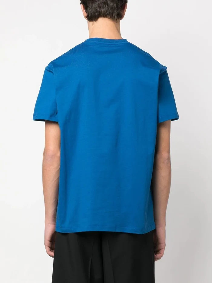 ALEXANDER MCQUEEN Logo Tape T-Shirt Blue - MAISONDEFASHION.COM