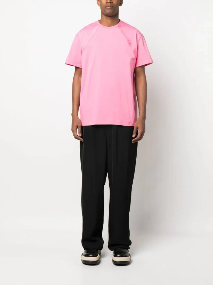 ALEXANDER MCQUEEN Logo Tape T-Shirt Sugar Pink - MAISONDEFASHION.COM