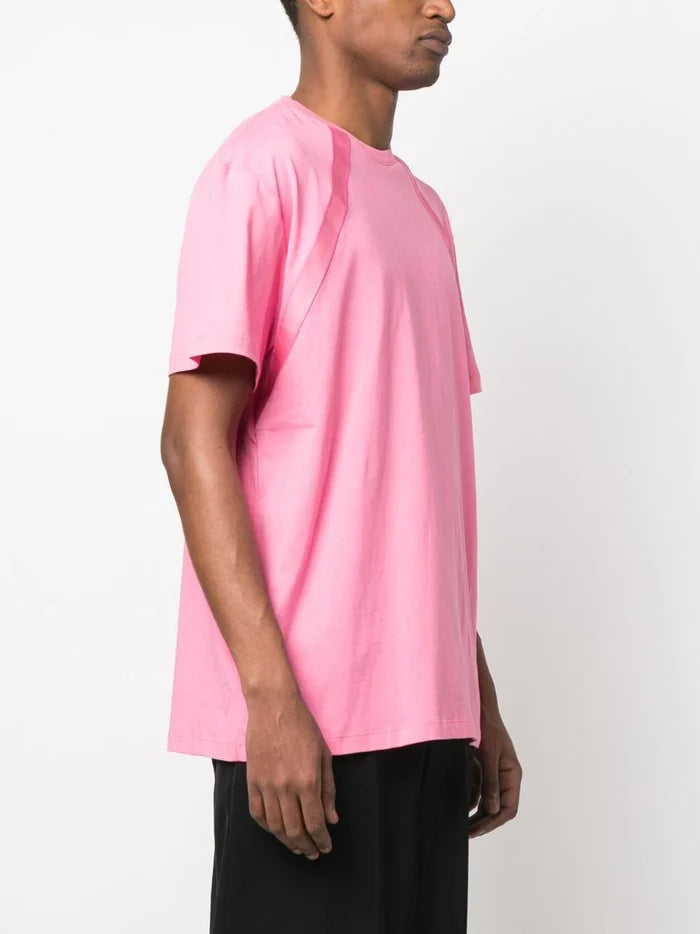 ALEXANDER MCQUEEN Logo Tape T-Shirt Sugar Pink - MAISONDEFASHION.COM