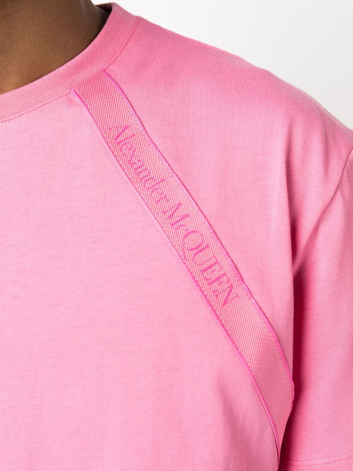 ALEXANDER MCQUEEN Logo Tape T-Shirt Sugar Pink - MAISONDEFASHION.COM