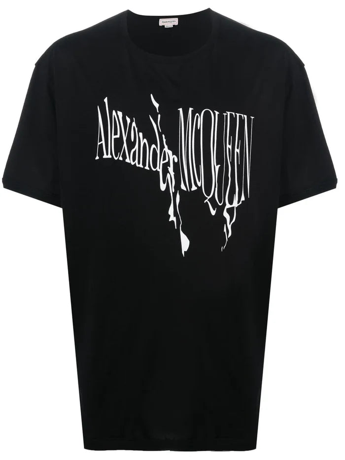 ALEXANDER MCQUEEN Logo Twist T-shirt Black - MAISONDEFASHION.COM