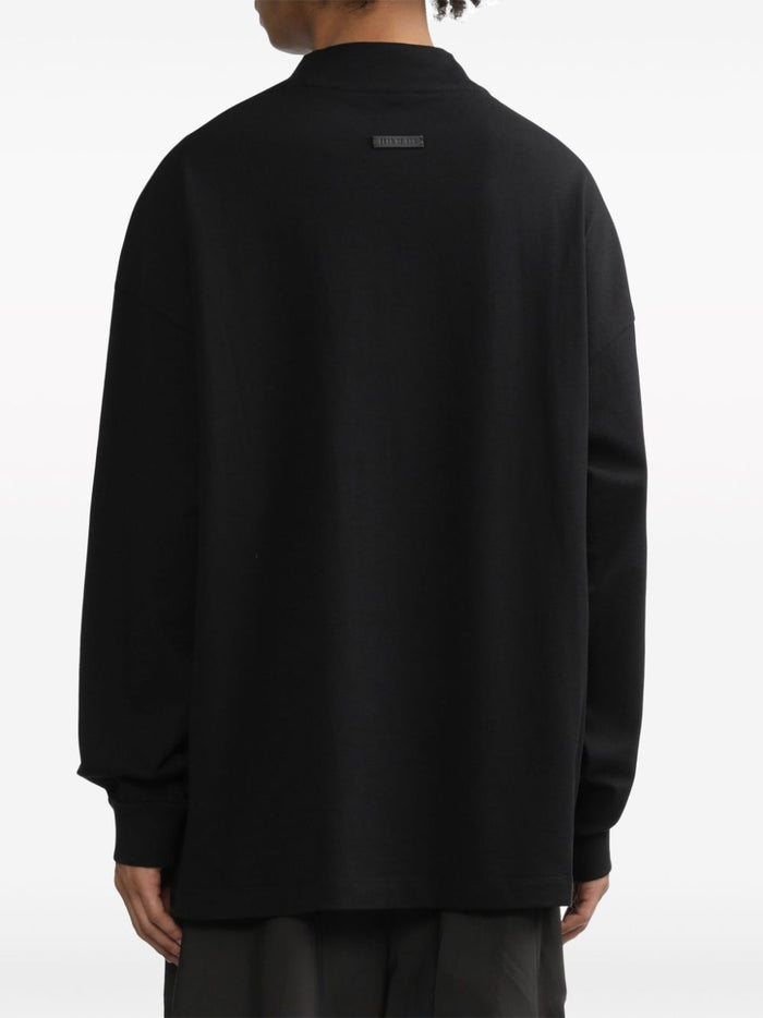 FEAR OF GOD Lounge Branded Cotton Long Sleeve T-Shirt Black - MAISONDEFASHION.COM