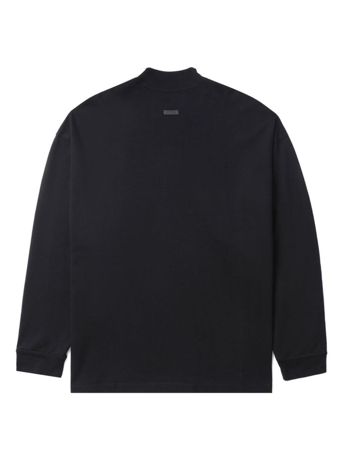 FEAR OF GOD Lounge Branded Cotton Long Sleeve T-Shirt Black - MAISONDEFASHION.COM