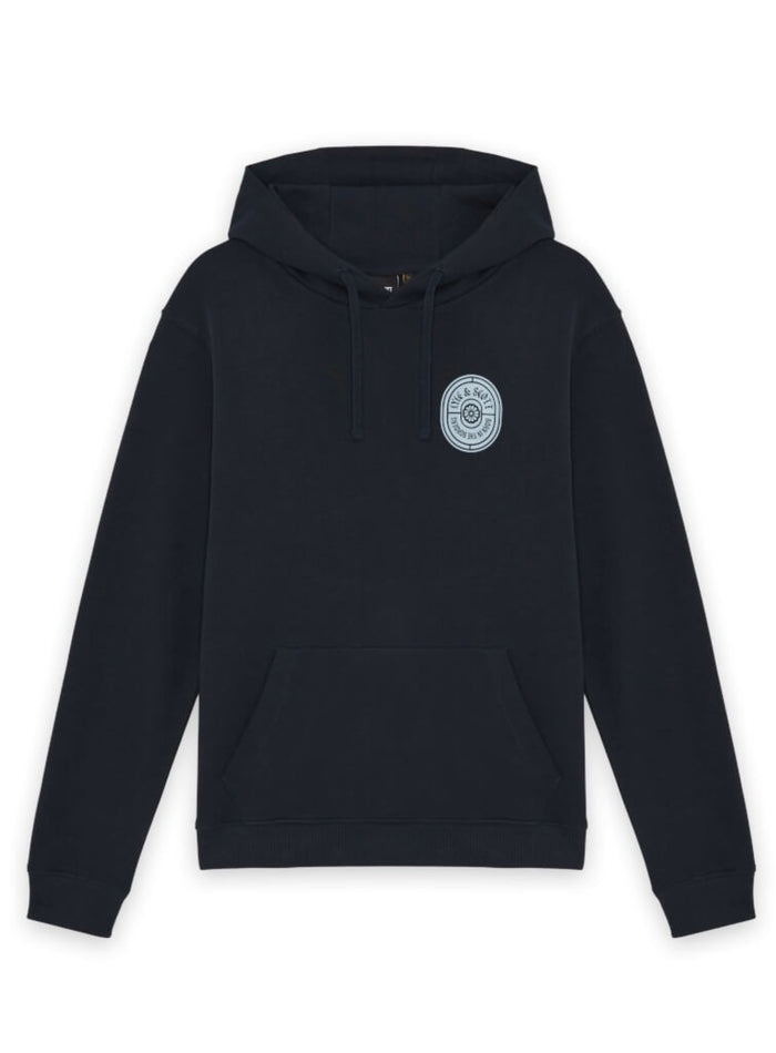 LYLE & SCOTT Borders Label Graphic Hoodie Dark Navy - MAISONDEFASHION.COM