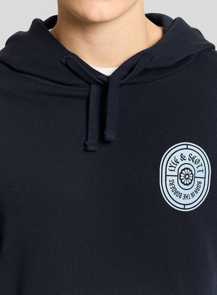LYLE & SCOTT Borders Label Graphic Hoodie Dark Navy - MAISONDEFASHION.COM