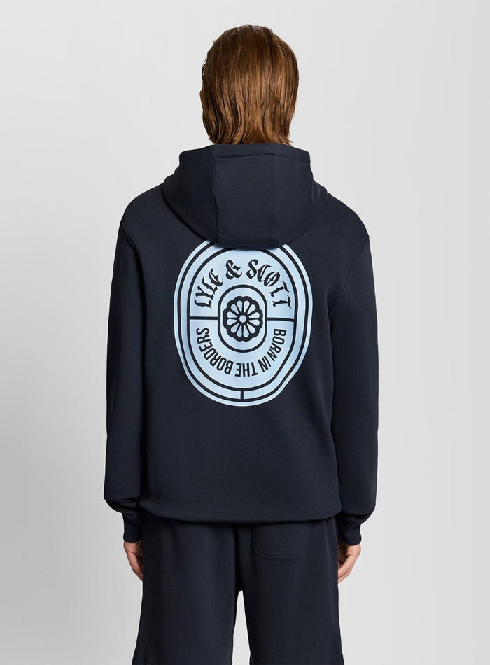 LYLE & SCOTT Borders Label Graphic Hoodie Dark Navy - MAISONDEFASHION.COM