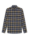 LYLE & SCOTT Brushed Cotton Check Shirt Blue Night/ Green Tan - MAISONDEFASHION.COM