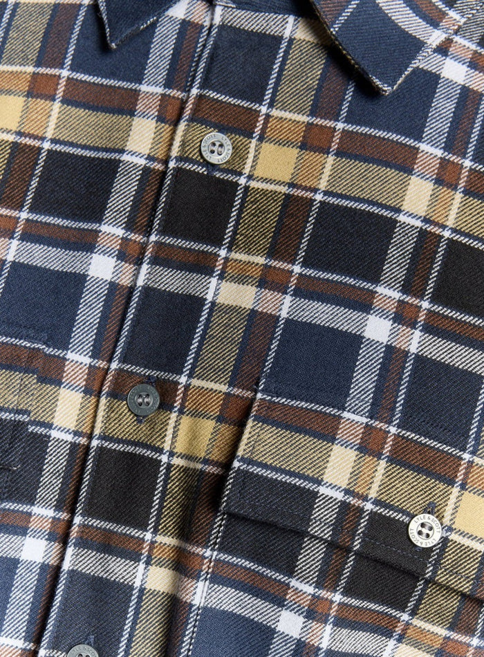 LYLE & SCOTT Brushed Cotton Check Shirt Blue Night/ Green Tan - MAISONDEFASHION.COM