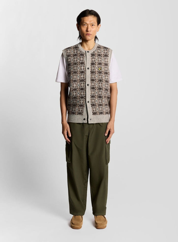 LYLE & SCOTT Brushed Intarsia Cardigan Light Grey Marl - MAISONDEFASHION.COM