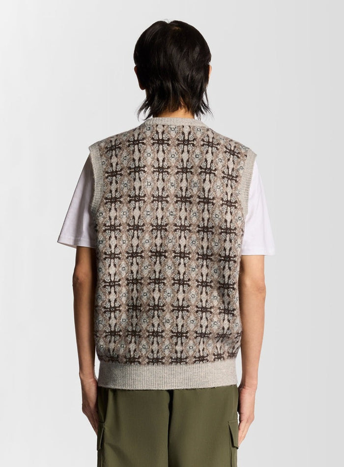 LYLE & SCOTT Brushed Intarsia Cardigan Light Grey Marl - MAISONDEFASHION.COM