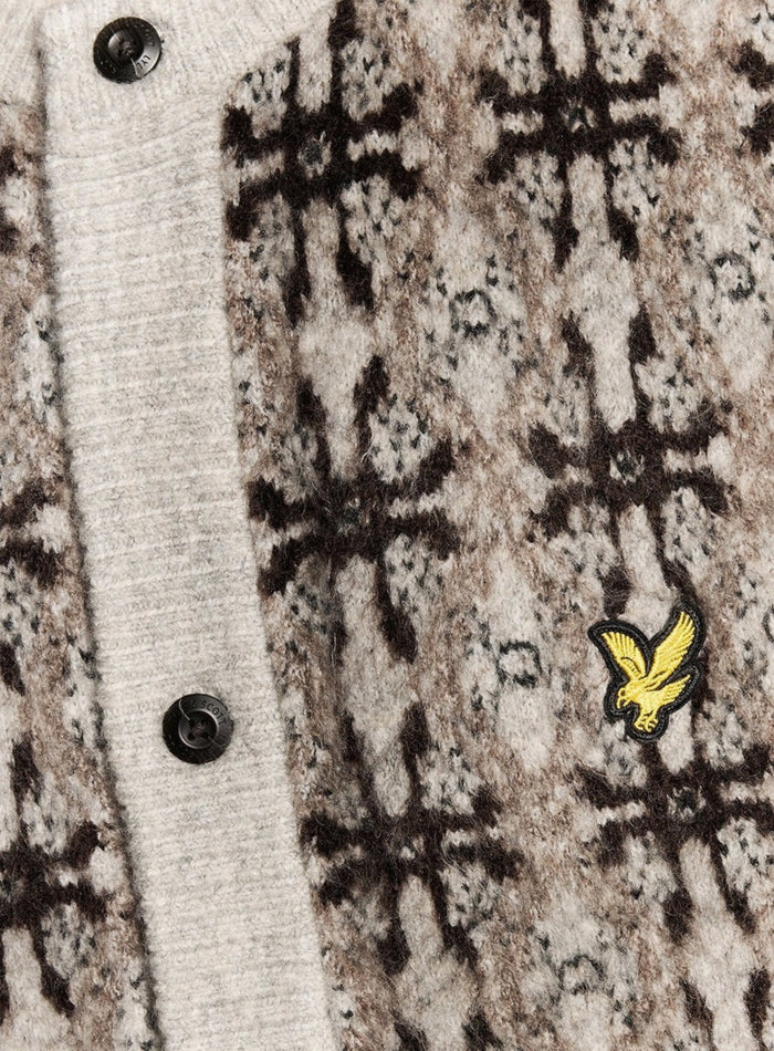 LYLE & SCOTT Brushed Intarsia Cardigan Light Grey Marl - MAISONDEFASHION.COM