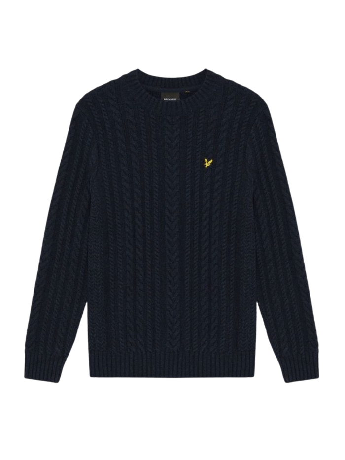 LYLE & SCOTT Cable Knit Crew Neck Jumper Dark Navy Marl
