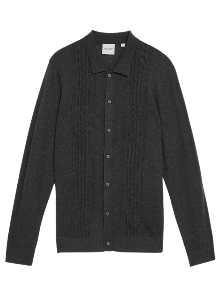 LYLE & SCOTT Cable Knitted Shirt Charcoal Marl - MAISONDEFASHION.COM