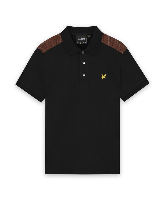 LYLE & SCOTT Check Panelled Polo Shirt Jet Black
