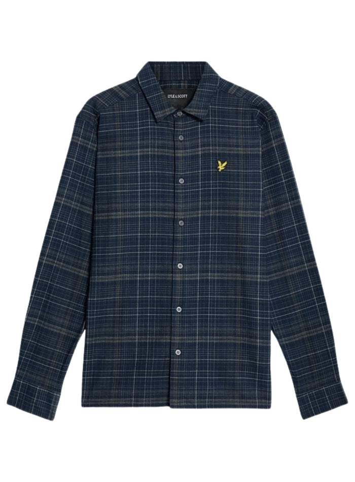 LYLE & SCOTT Checked Flannel Shirt Dark Navy/ Tree Green - MAISONDEFASHION.COM