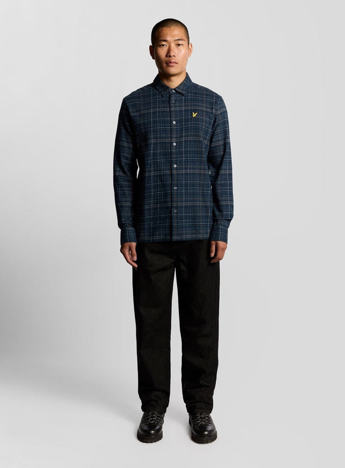 LYLE & SCOTT Checked Flannel Shirt Dark Navy/ Tree Green - MAISONDEFASHION.COM
