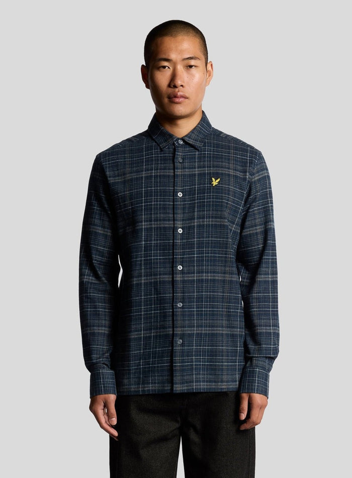 LYLE & SCOTT Checked Flannel Shirt Dark Navy/ Tree Green - MAISONDEFASHION.COM