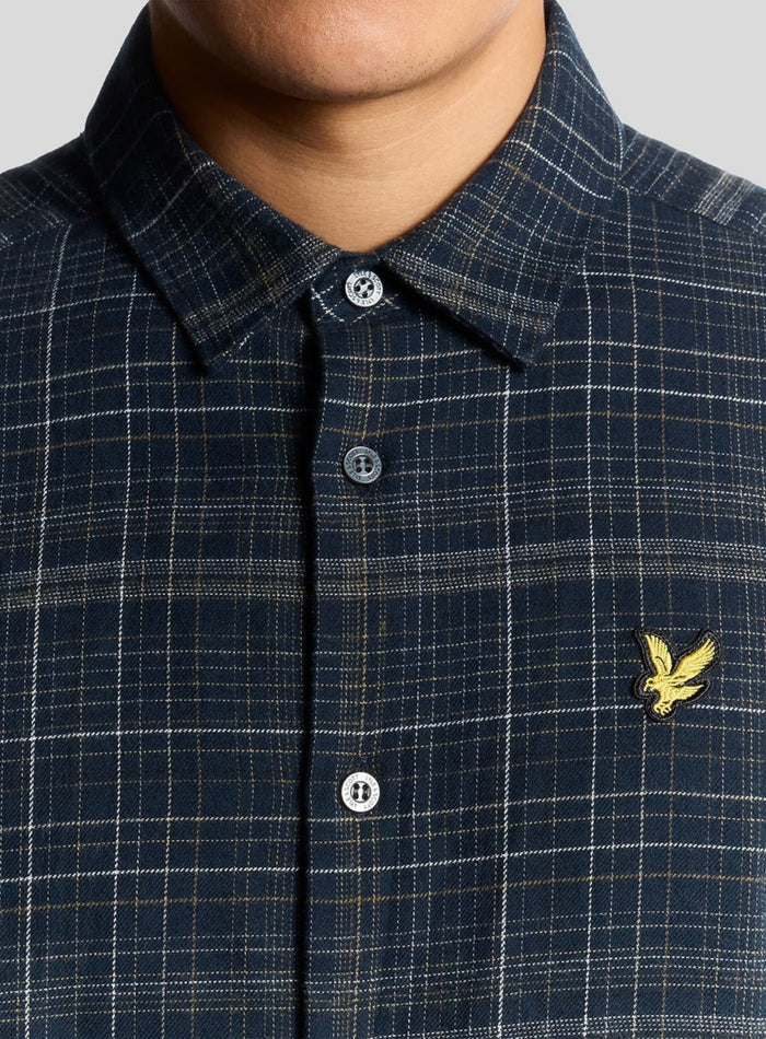 LYLE & SCOTT Checked Flannel Shirt Dark Navy/ Tree Green - MAISONDEFASHION.COM