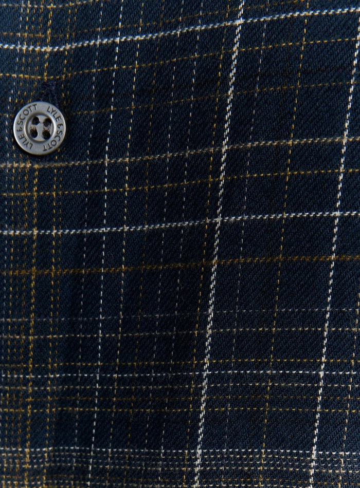 LYLE & SCOTT Checked Flannel Shirt Dark Navy/ Tree Green - MAISONDEFASHION.COM