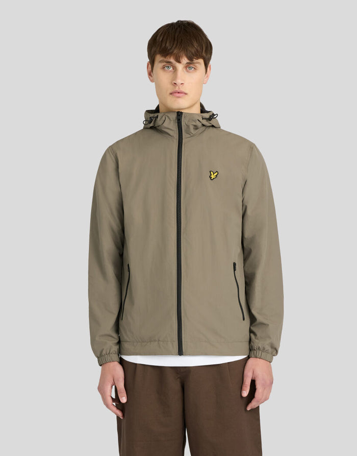 LYLE & SCOTT Contrast Zip Through Hooded Jacket Khaki Ash