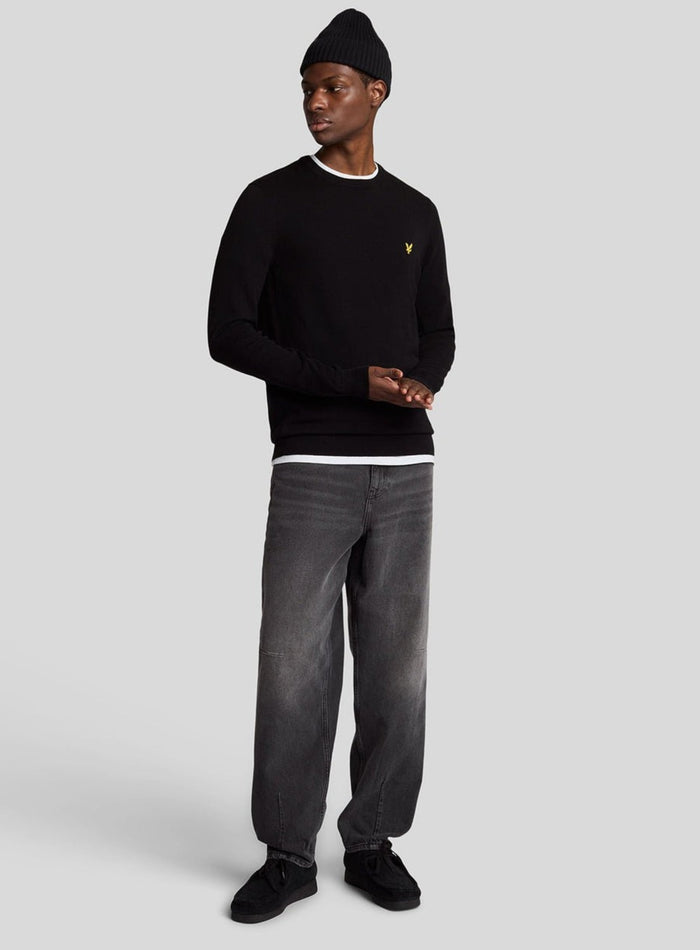 LYLE & SCOTT Cotton Crew Neck Jumper Jet Black - MAISONDEFASHION.COM