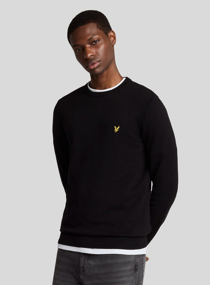 LYLE & SCOTT Cotton Crew Neck Jumper Jet Black - MAISONDEFASHION.COM