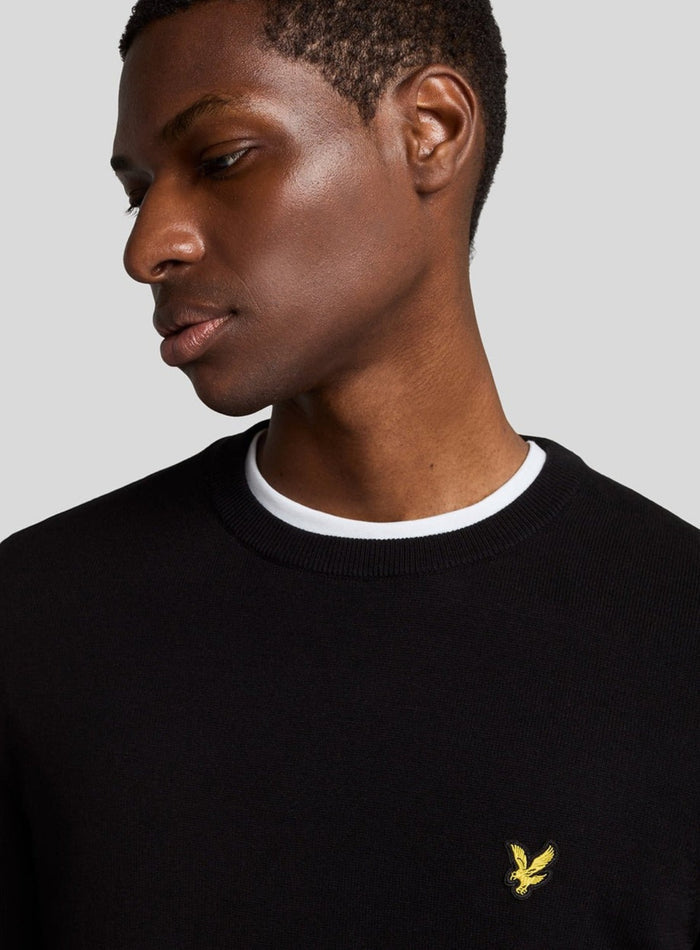 LYLE & SCOTT Cotton Crew Neck Jumper Jet Black - MAISONDEFASHION.COM