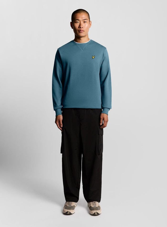 LYLE & SCOTT Cotton Crew Neck Sweatshirt Deep Water - MAISONDEFASHION.COM