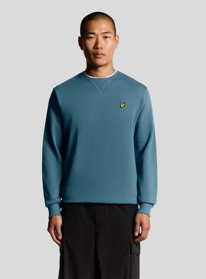 LYLE & SCOTT Cotton Crew Neck Sweatshirt Deep Water - MAISONDEFASHION.COM