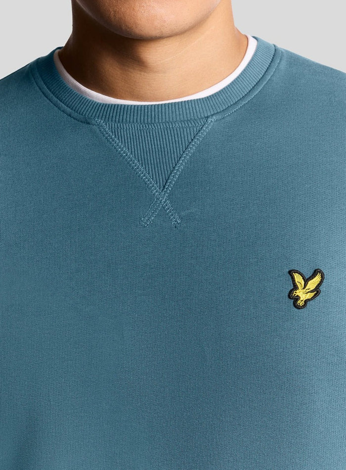 LYLE & SCOTT Cotton Crew Neck Sweatshirt Deep Water - MAISONDEFASHION.COM