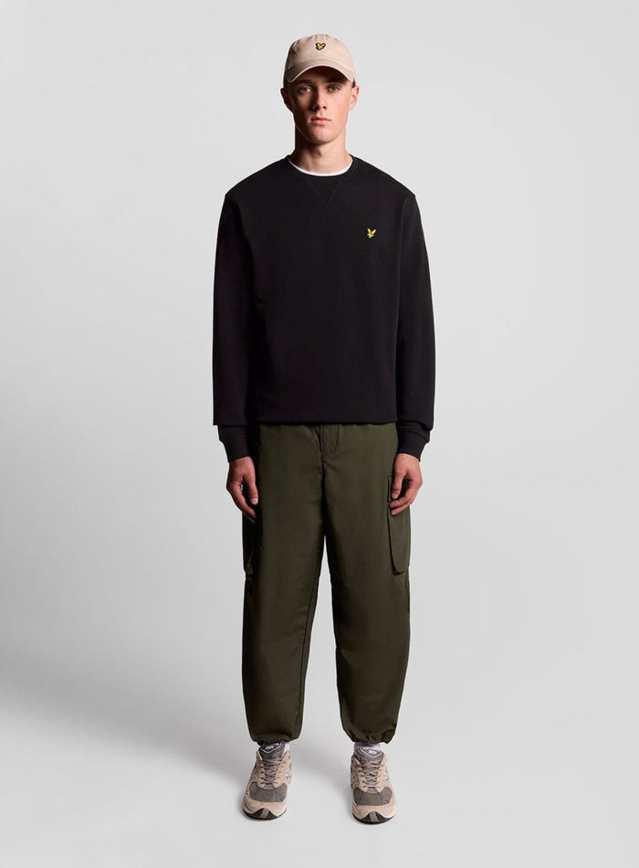 LYLE & SCOTT Cotton Crew Neck Sweatshirt Jet Black - MAISONDEFASHION.COM
