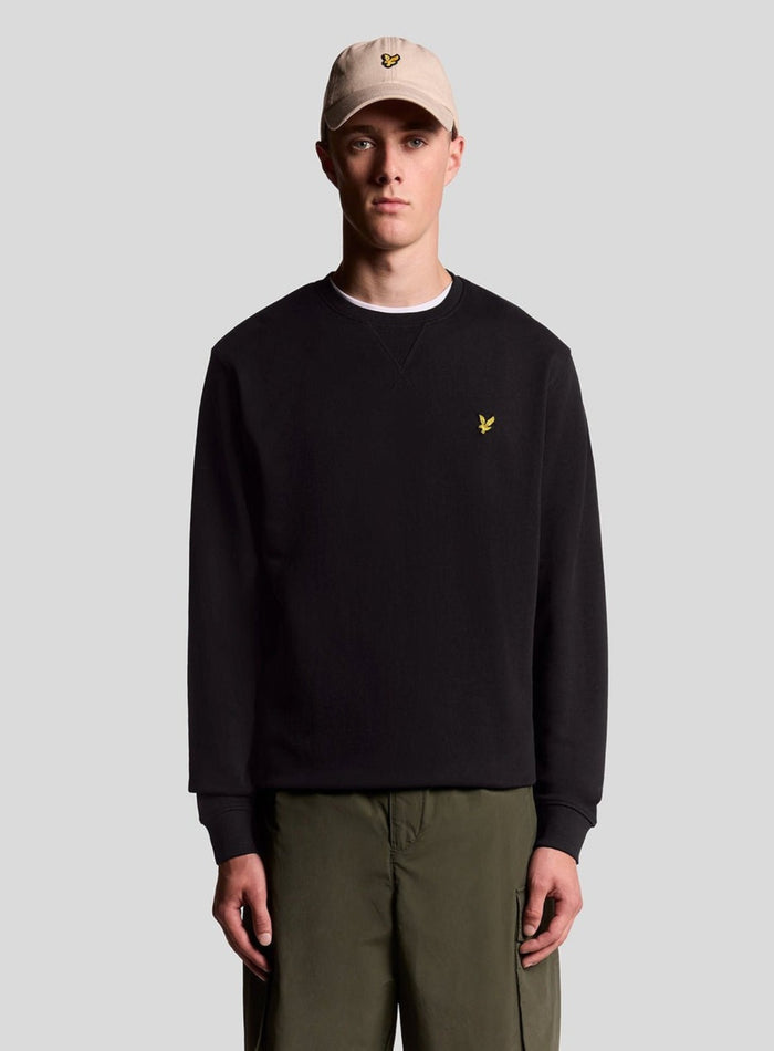 LYLE & SCOTT Cotton Crew Neck Sweatshirt Jet Black - MAISONDEFASHION.COM